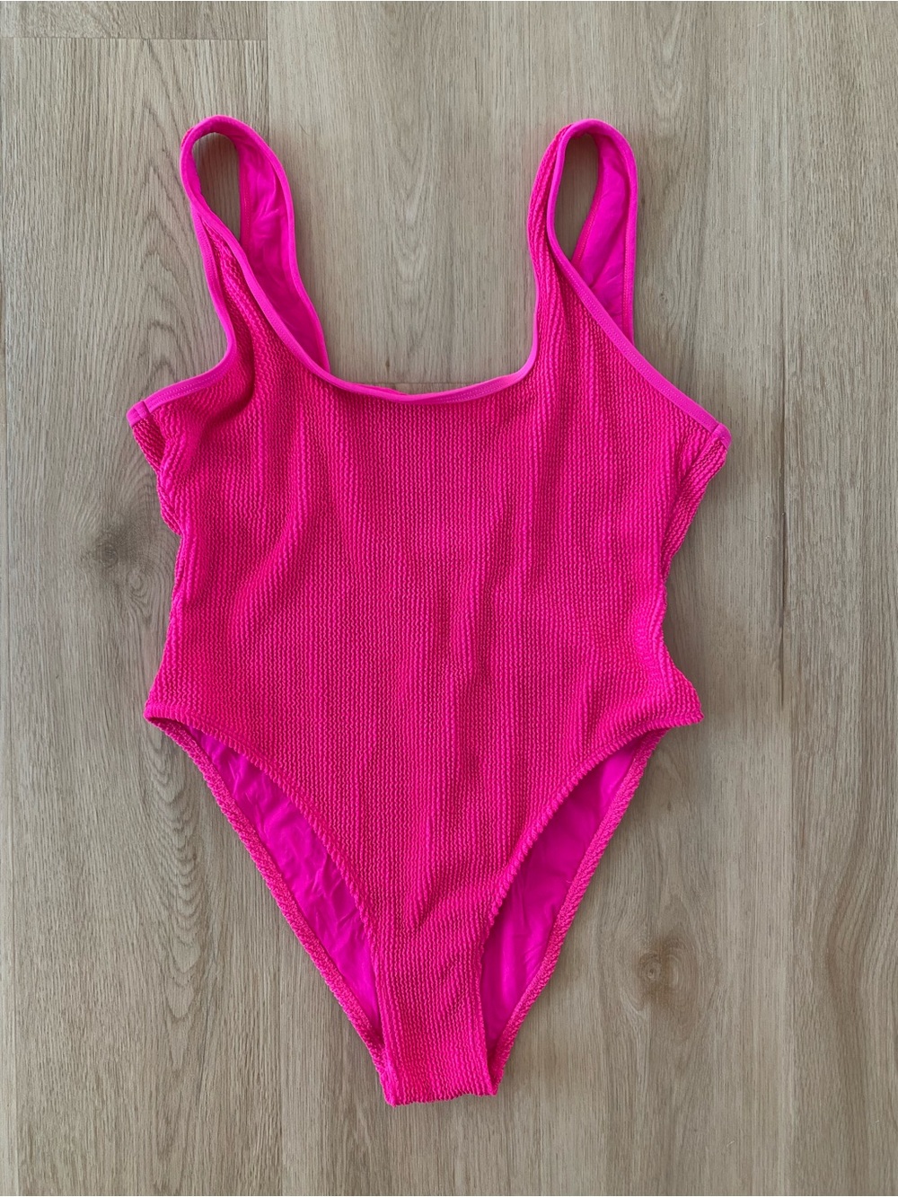 Good American One Piece Swimsuit Crinkle Hot Pink L/XL